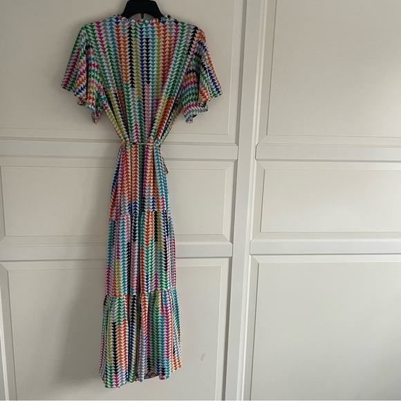 New! Loralette Plus Size Happy Tier Print Short Sleeve Maxi Dress 30506 - Picture 3 of 11